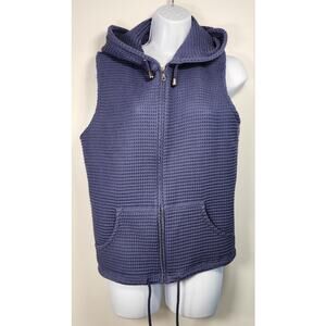 Christopher & Banks Waffle Knit Vest XL Blue Zip Hoodie Casual